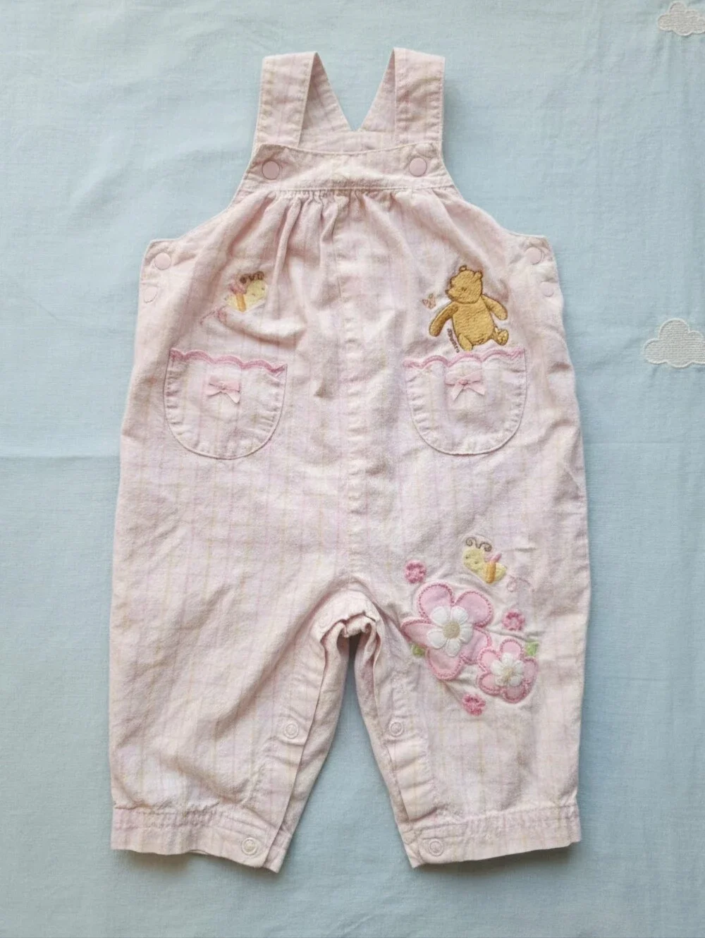 Vintage Child of Mine Carter's 3-6M Pink Romper Upcycle Overalls